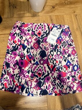 Zara Pink, Navy & Cream Printed Mini Skirt